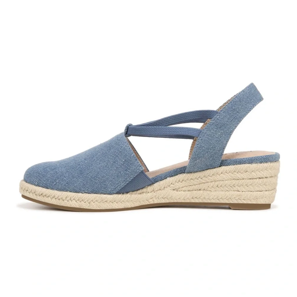 Life Stride Denim Blue Wedge Sandals - Picture 4 of 5